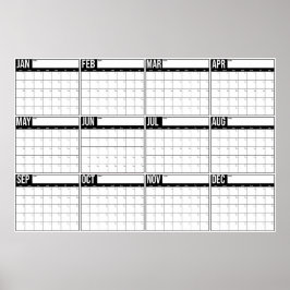 Årlig översikt Odatad minimalistisk väggkalender Poster