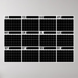 Årlig översikt Odatumerad minimalistisk väggkalend Poster