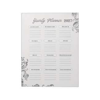 Årlig planerarkalender anteckningsblock