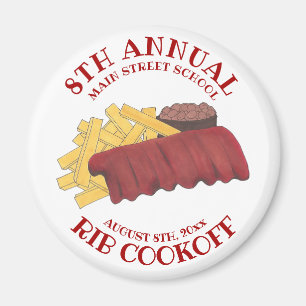 Årlig Rib Cookoff BBQ Spare Ribs Barbecue Foodie Magnet