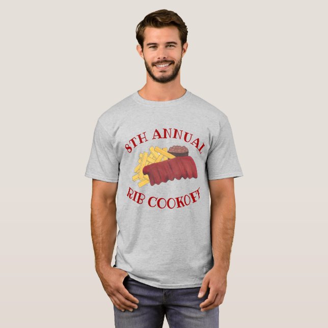 Årlig Rib Cookoff BBQ Spare Ribs Barbecue Foodie Tee (Hel framsida)