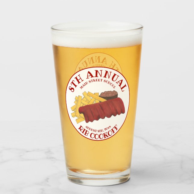 Årlig Rib Cookoff BBQ Spare Ribs Barbecue Tävling Glaskopp (Baksida fylld)