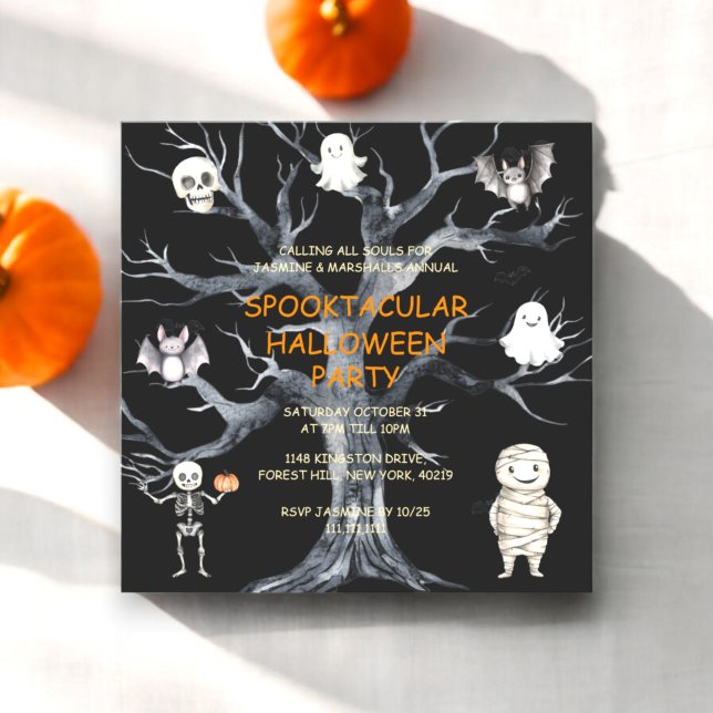 Årlig roligt i Halloween fest Inbjudningar (halloween costume party invitation , modern cute and ideal for kids)