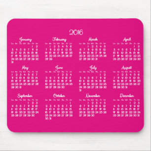 Årlig Rosa 2016 Kalender Mus mattor Musmatta
