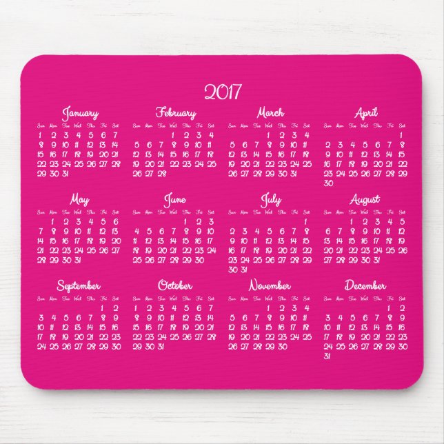 Årlig Rosa 2017 Kalender Mus mattor Musmatta (Framsidan)