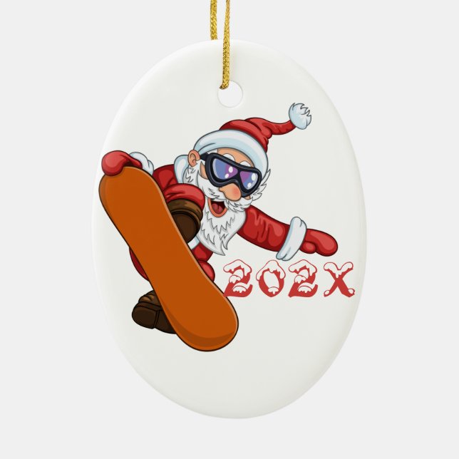 Årlig Santa Snowboarder Keramisk Julgransprydnad Keramik (Baksidan)