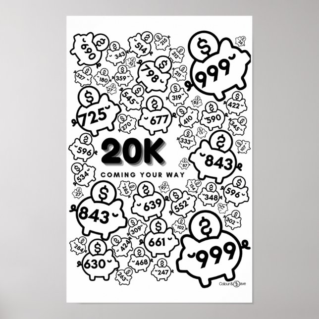 Årlig sparspårare - spara $20 000 på 52 veckor poster (Framsidan)