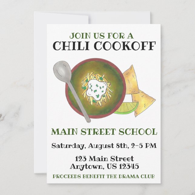 Årlig välgörenhetshändelse för Chili Cookoff Cook  Inbjudningar (Framsida)