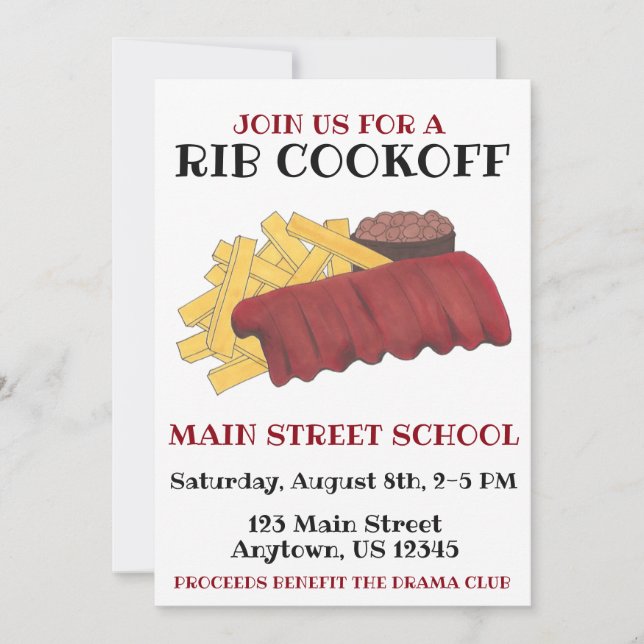 Årlig välgörenhetshändelse för slitskenor i Cookof Inbjudningar (Framsida)