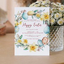 Årliga dekorationsägg och blommigt glad påsk