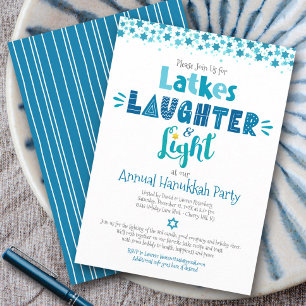 Årligt Hanukkah Party Roligt Latkes Laughlight Inbjudningar