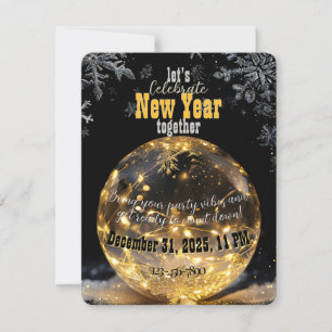 Årligt nytt år Crystal Orb Golden Fairy Ljus Inbjudningar