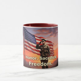 "Ärligt talat. Sofferter. Frihet." US Soldier Flag Mugg
