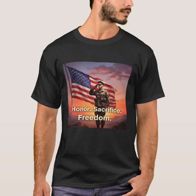 "Ärligt talat. Sofferter. Frihet." US Soldier Flag T Shirt (Framsida)