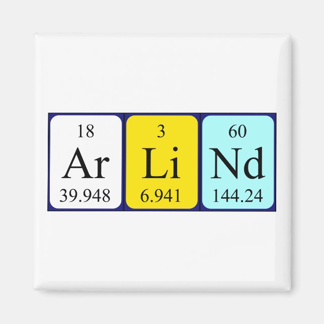 Arlind Periodisk bord namn magnet (Framsidan)
