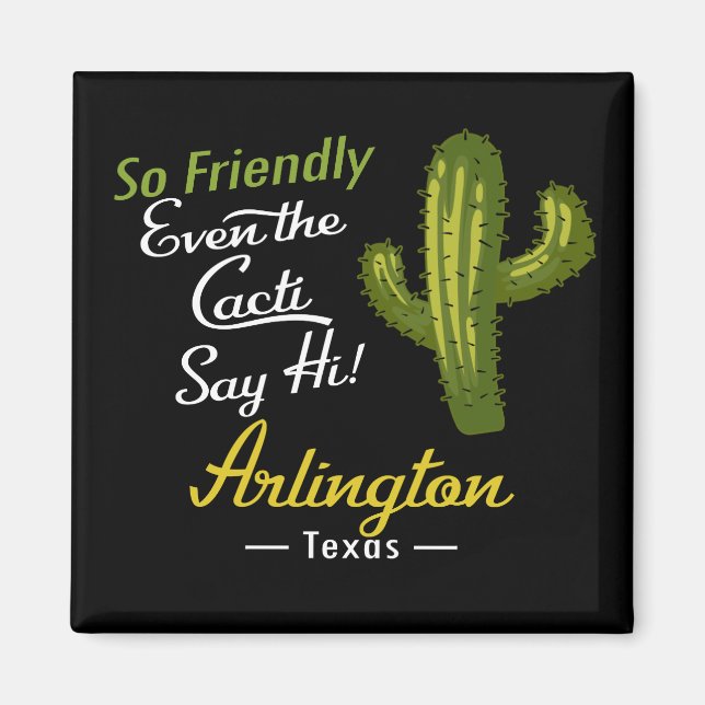 Arlington Cactus Funny Retro Magnet (Framsidan)