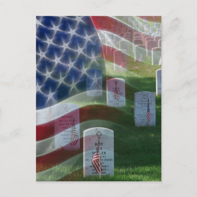 Arlington National Cemetery, American Flagga Vykort (Framsida)