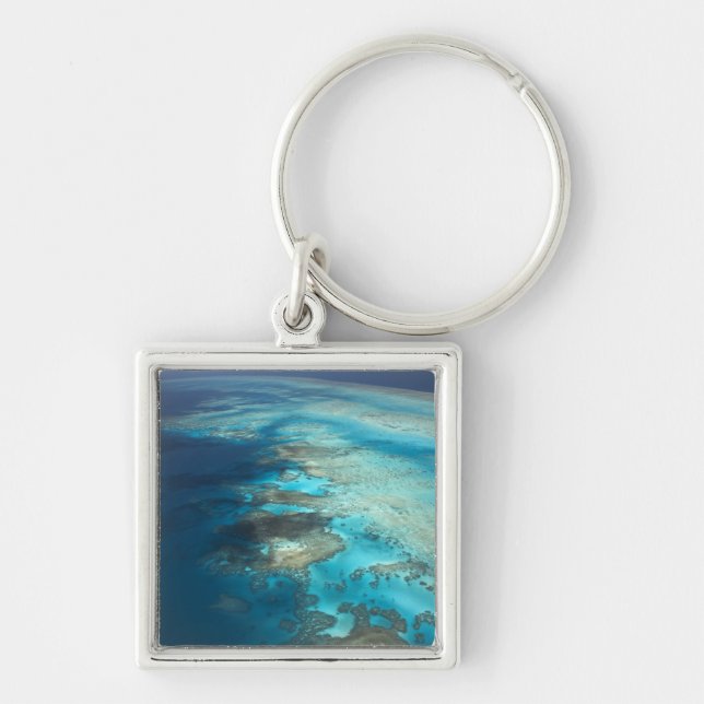 Arlington Reef, Great Barrier Reef Marine Park, Fyrkantig Silverfärgad Nyckelring (Framsidan)