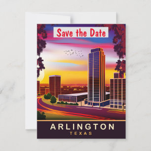 Arlington Texas City Sunset Bröllopsinbjudan Spara Datumet
