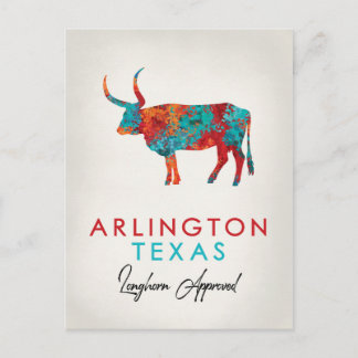 Arlington Texas Colorful Longhorn Vykort