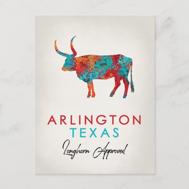 Arlington Texas Colorful Longhorn Vykort (Framsida)
