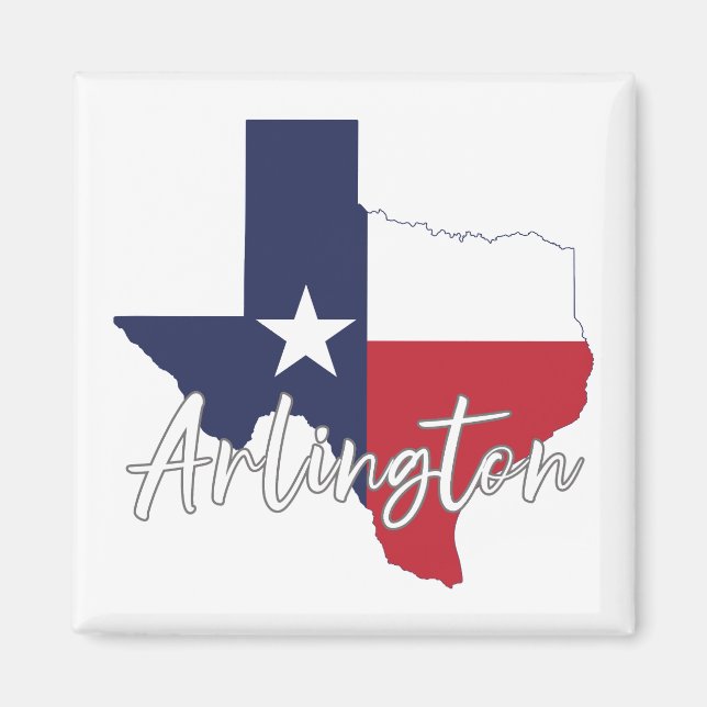 Arlington, Texas Flagga Karta Magnet (Framsidan)