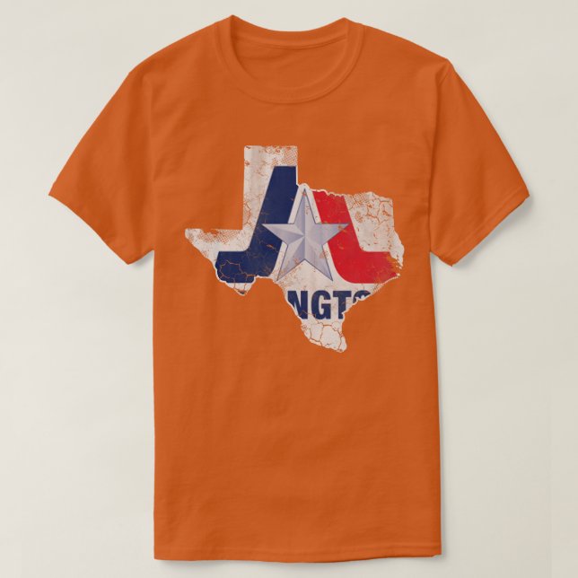 Arlington Texas Flagga Karta Vintage Fade T Shirt (Design framsida)