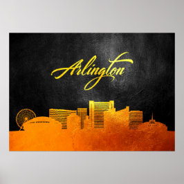 Arlington Texas Guld Skyline Poster