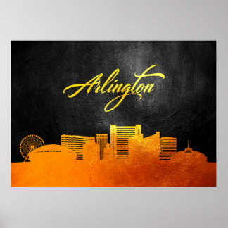 Arlington Texas Guld Skyline Poster