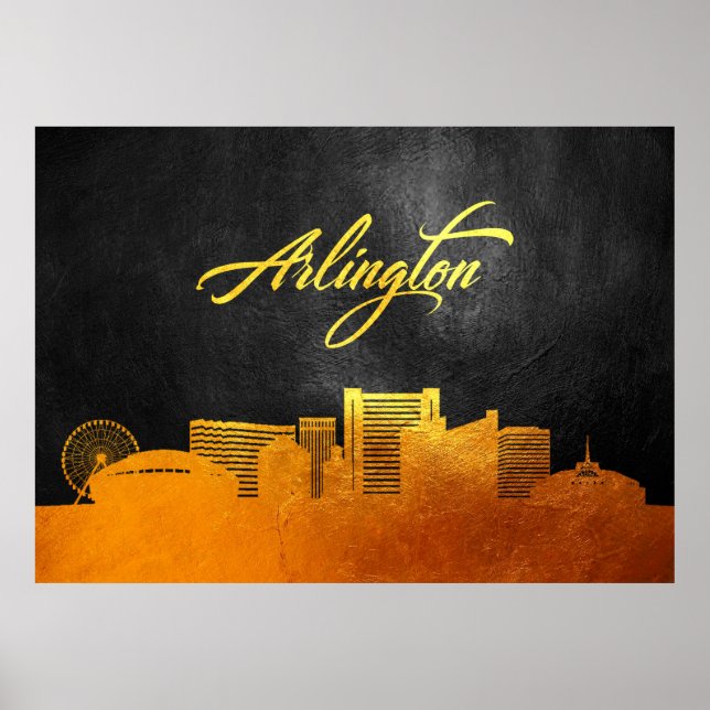 Arlington Texas Guld Skyline Poster (Framsidan)