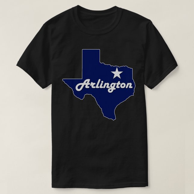 Arlington Texas Navy Blue Lone State Karta TShirt T Shirt (Design framsida)