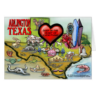 Arlington Texas Tecknad Karta Hälsningskort