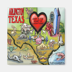 Arlington Texas tecknadkarta Magnet