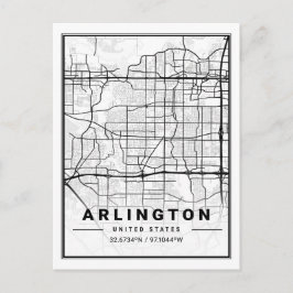 Arlington Texas USA Travel City Karta Poster Vykort
