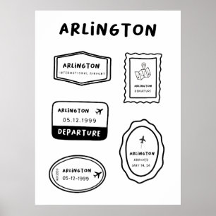 Arlington - Travel Frimärke Collection Minimalis Poster