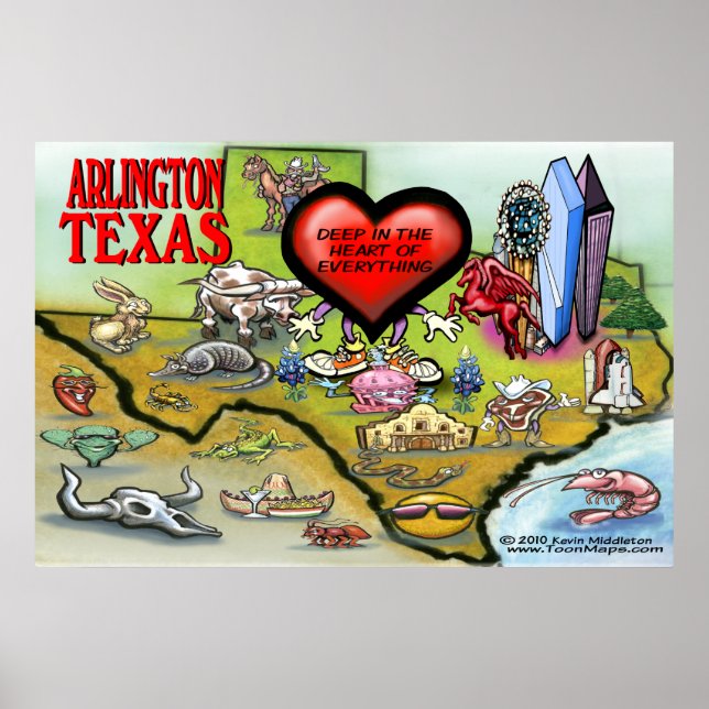 Arlington TX Karta Poster (Framsidan)