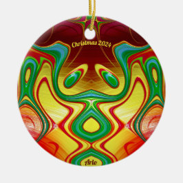ARLO ~ CHRISTMAS Bright Gult Red Grönt 2024 Julgransprydnad Keramik