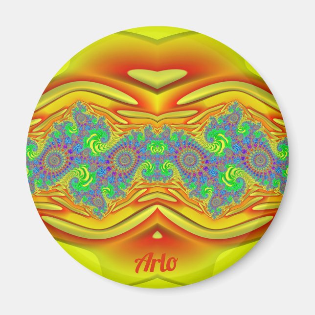 ARLO ~ Gult, Orange och Blå ~ Förbluffande design Magnet (Framsidan)