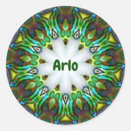 ARLO ~ Personlig Paua Snäcka Fractal ~ Runt Klistermärke