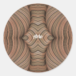ARLO ~ Söt Shades of Brown Fractal ~ Runt Klistermärke