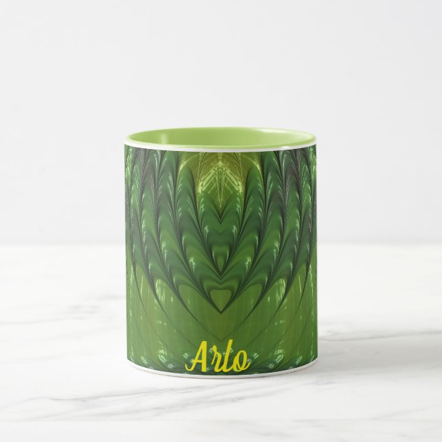 ARLO ~ Zany 3D Fractal ~ Grönt Älskare Mugg (Center)