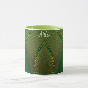 ARLO ~ Zany 3D Fractal ~ Guld Grönt Mugg
