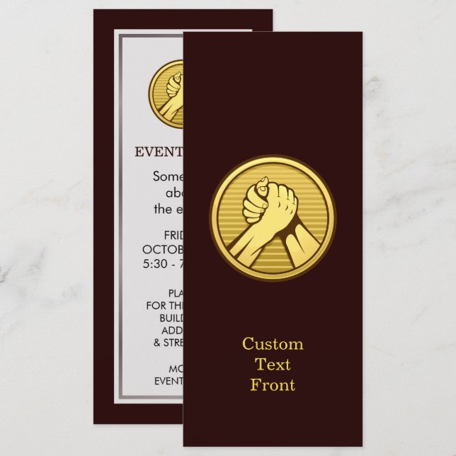 Arm, brottning Guld Inbjudningar (Fram/baksida)