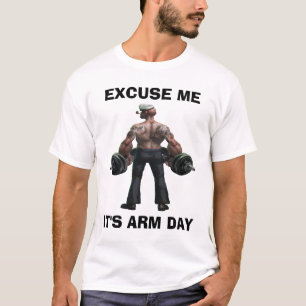 Arm day in gym, Gym Popeye with dumbbells anpassni T Shirt
