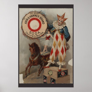 Arm & Hammer Bakpulver Clown i Vintage Stil Poster