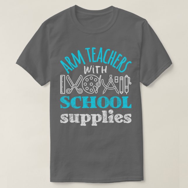 Arm lärare med skolutrustning t shirt (Design framsida)