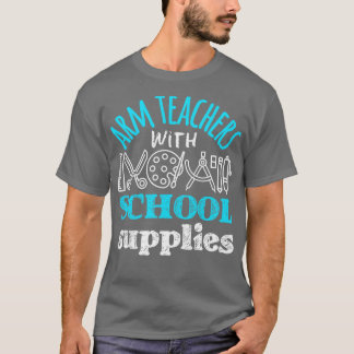Arm lärare med skolutrustning t shirt