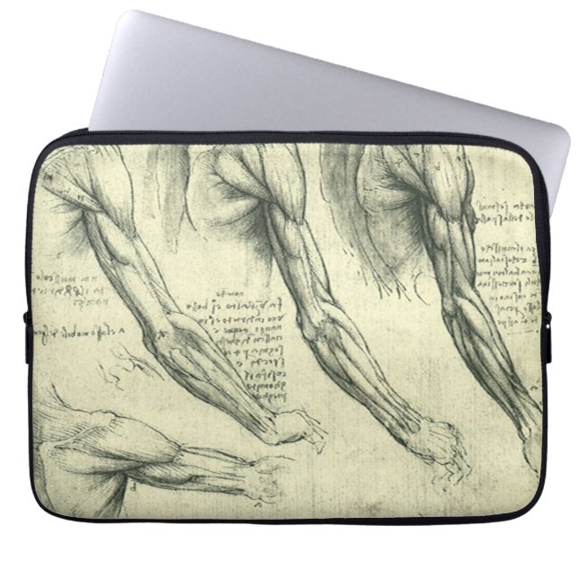 Arm och Shoulder Anatomy by Leonardo da Vinci Laptop Sleeve (Framsidan)