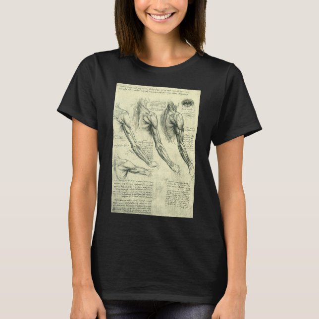 Arm och Shoulder Anatomy by Leonardo da Vinci Tee Shirt (Framsida)