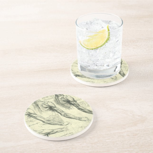 Arm och Shoulder Anatomy by Leonardo da Vinci Underlägg Sandsten (Sidan)